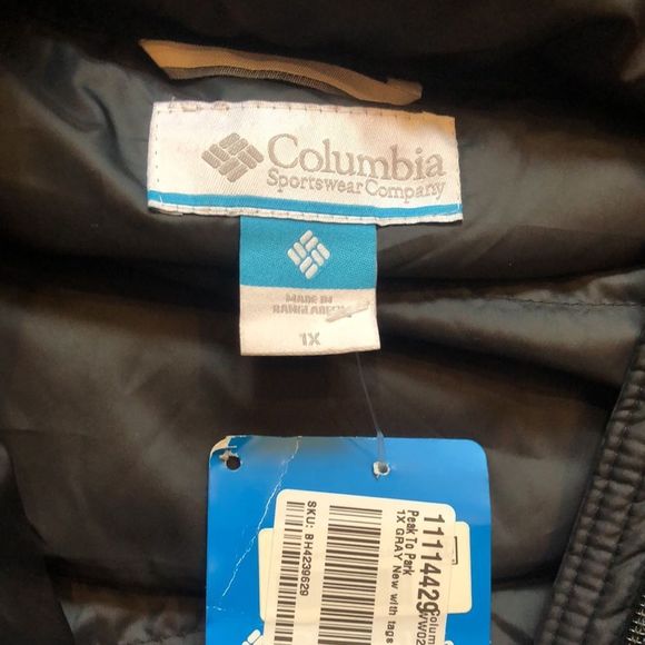 COLUMBIA Grey Quilted Puffer Hooded Coat with Removable Faux Fur Trim Size 1XL - Picture 8 of 13